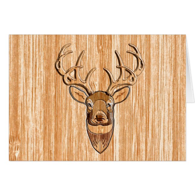 White Tail Deer Head Wood Grain Design (Front Horizontal)