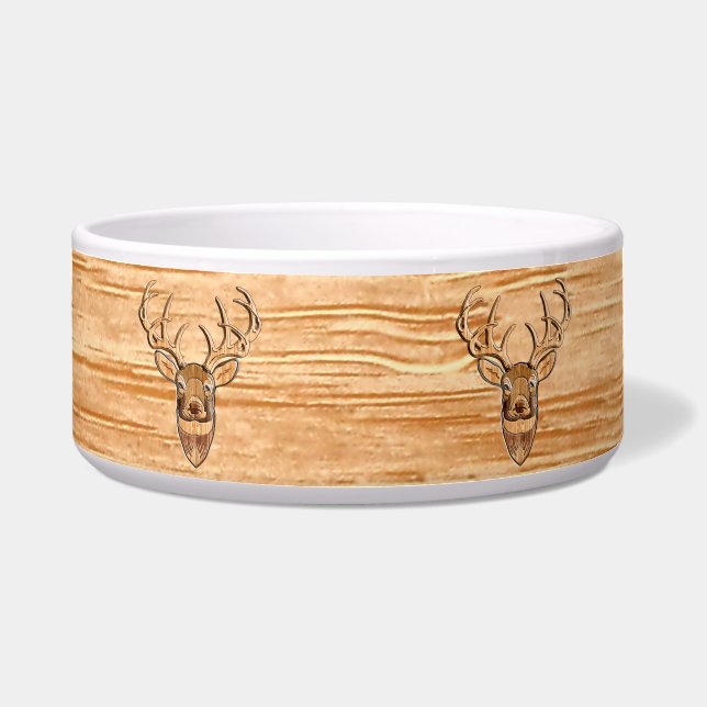 White Tail Deer Head Wood Inlay Grain Style (Front)