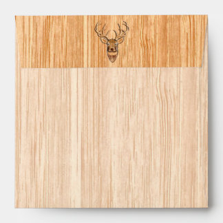 White Tail Deer Head Wood Inlay Style Envelope