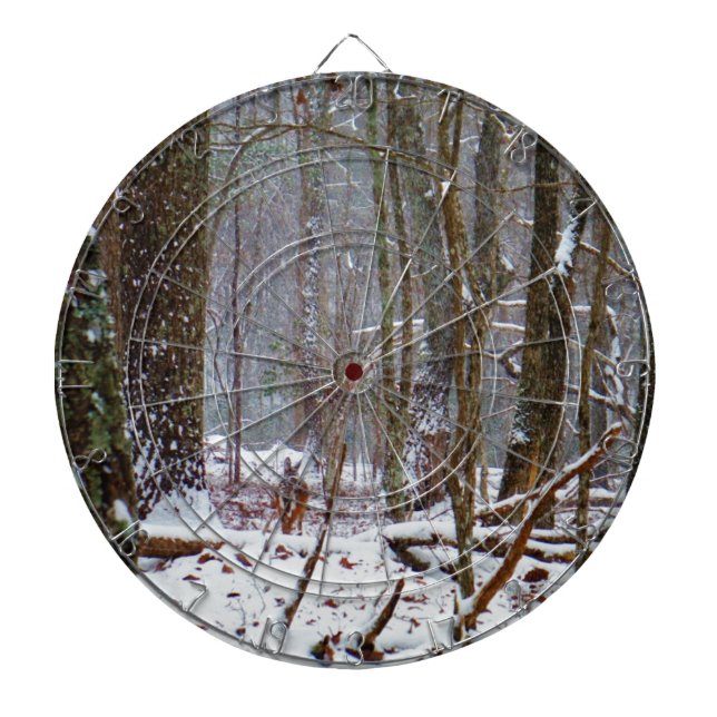 white tail deer in the snow dartboard (Front)