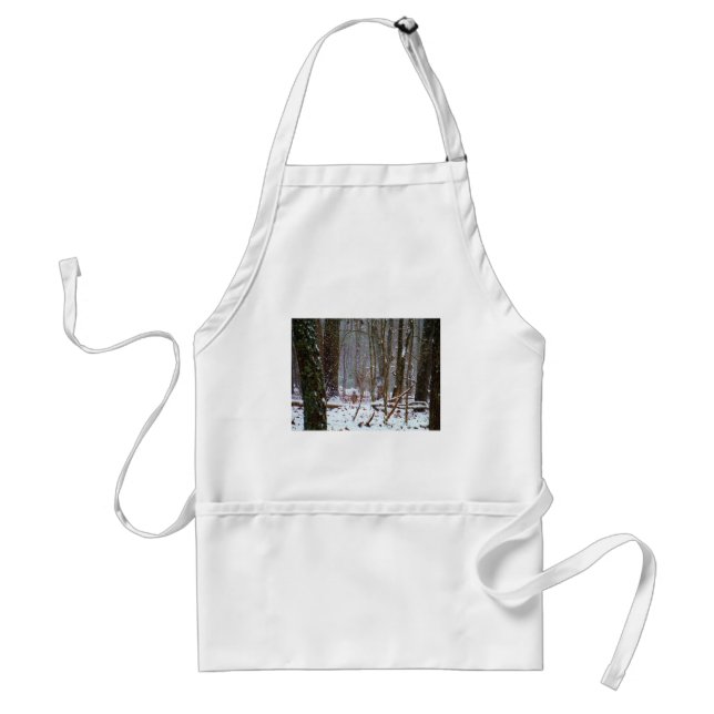 white tail deer in the snow standard apron (Front)