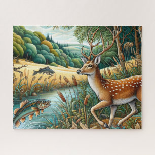 White Tail Deer Landscape Jigsaw Puzzle