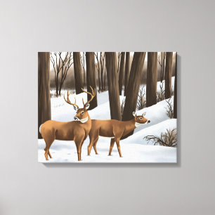 White Tail Deer On Canvas Print