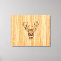 White Tail Deer Wood Grain Style Graphic