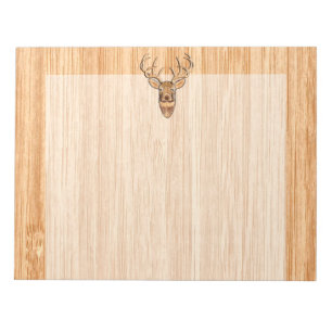 White Tail Deer Wood Grain Style Graphic Notepad
