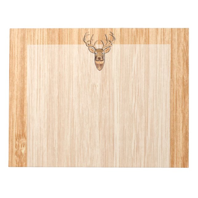 White Tail Deer Wood Grain Style Graphic Notepad (Front)