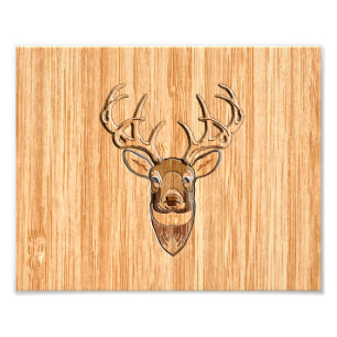 White Tail Deer Wood Grain Style Graphic Photo Print
