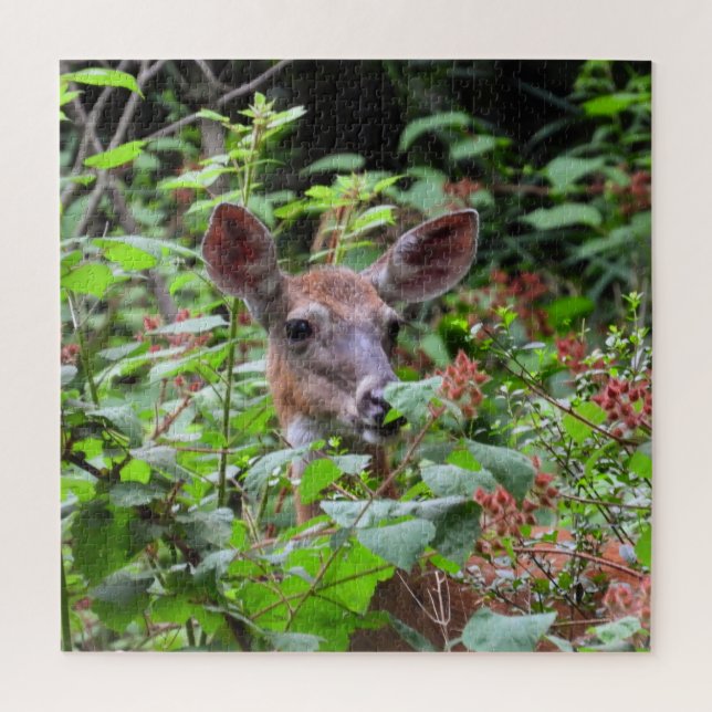 White Tail Doe Deer Eating Berries Jigsaw Puzzle (Vertical)