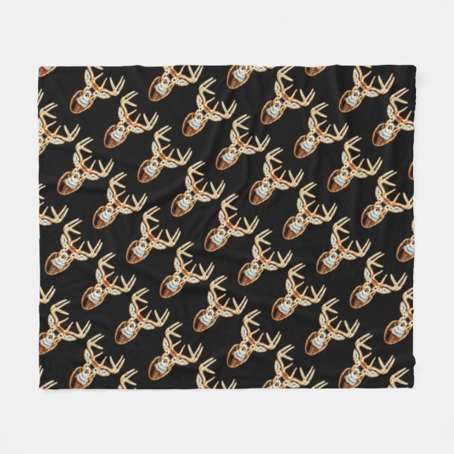 White Tail Head Energy Spirit Fleece Blanket (Front (Horizontal))