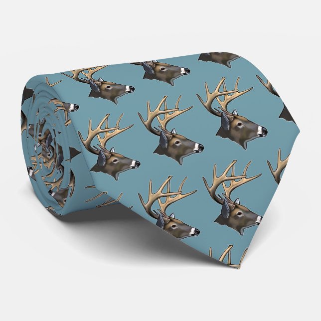 White-Tailed Dear Buck Drawing Tie (Rolled)