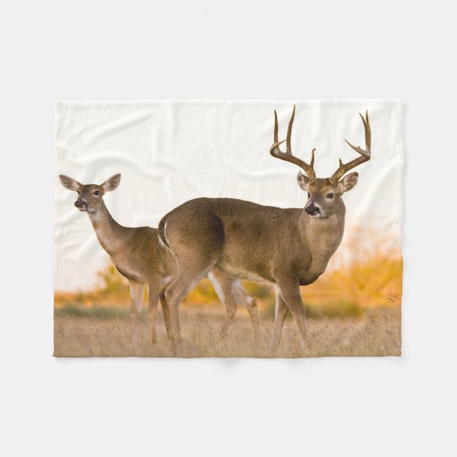 White-tailed Deer | Autumn in Texas Fleece Blanket (Front (Horizontal))