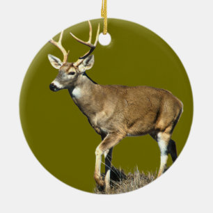 White Tailed Deer Buck Ceramic Tree Decoration