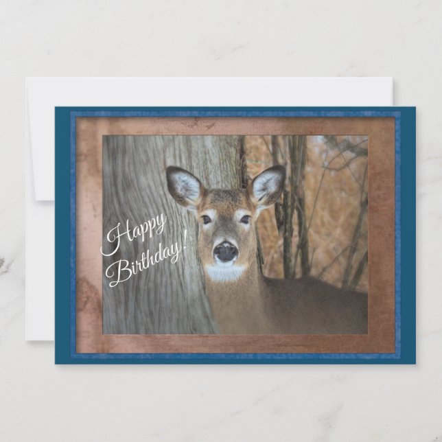 White Tailed Deer Happy Birthday Card (Front)