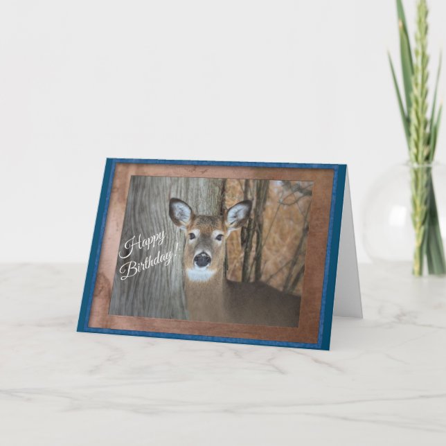 White Tailed Deer Happy Birthday Card (Front)