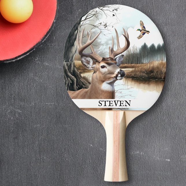 White Tailed Deer Nature Scene Mallard Ping Pong Paddle (Creator Uploaded)