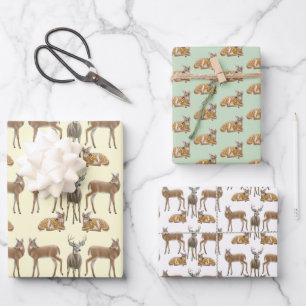 White Tailed Deer Wildlife Art Wrapping Paper Sheet