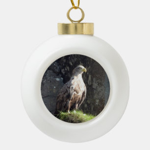 White Tailed Eagle Rocky Cliff Wildlife Christmas Ceramic Ball Christmas Ornament