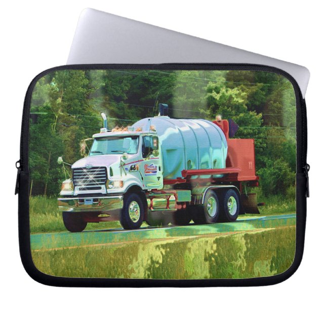 White Tanker Lorry Driver's Art Laptop Sleeve (Front)