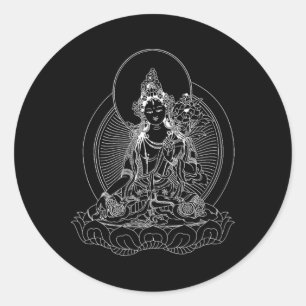 White Tara Bodhisattva Meditation Shirt Classic Round Sticker