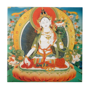 WHITE TARA BUDDHIST DEITY TILE