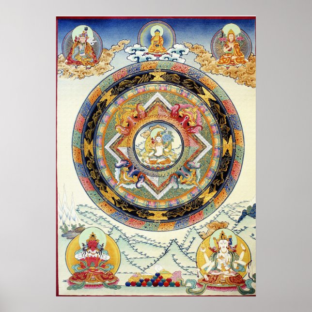White Tara Mandala Poster (Front)
