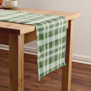 White Tartan Pattern Custom Table Runner
