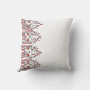 White Tatreez Thobe Artwork Pattern Henna Decor Cushion