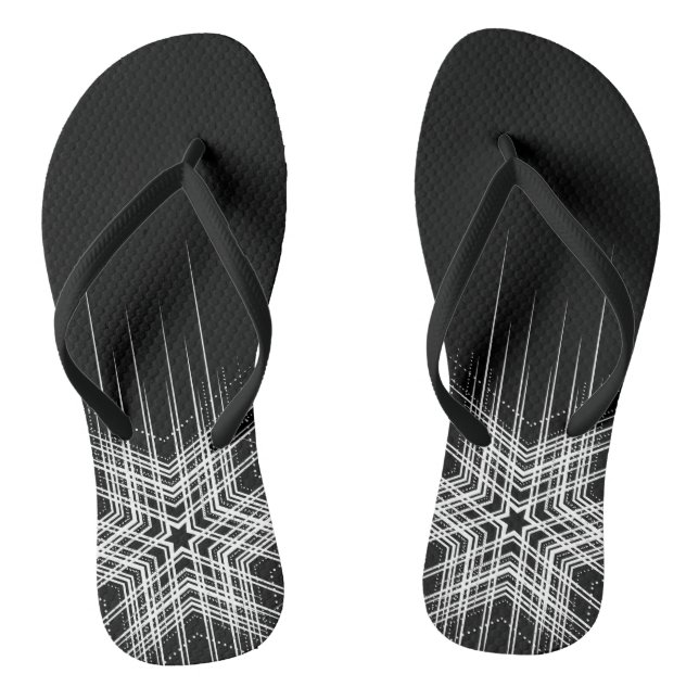 White tattoo design in dark flip flops (Footbed)