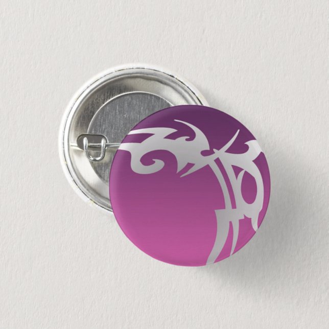 White tattoo print on purple gradient 3 cm round badge (Front & Back)