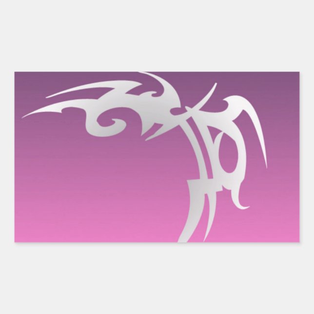White tattoo print on purple gradient rectangular sticker (Front)