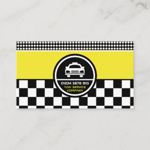 White Taxi Cab Circled Logo, Price List Business Card
