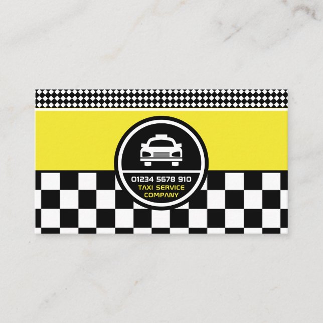 White Taxi Cab Circled Logo, Price List Business Card (Front)