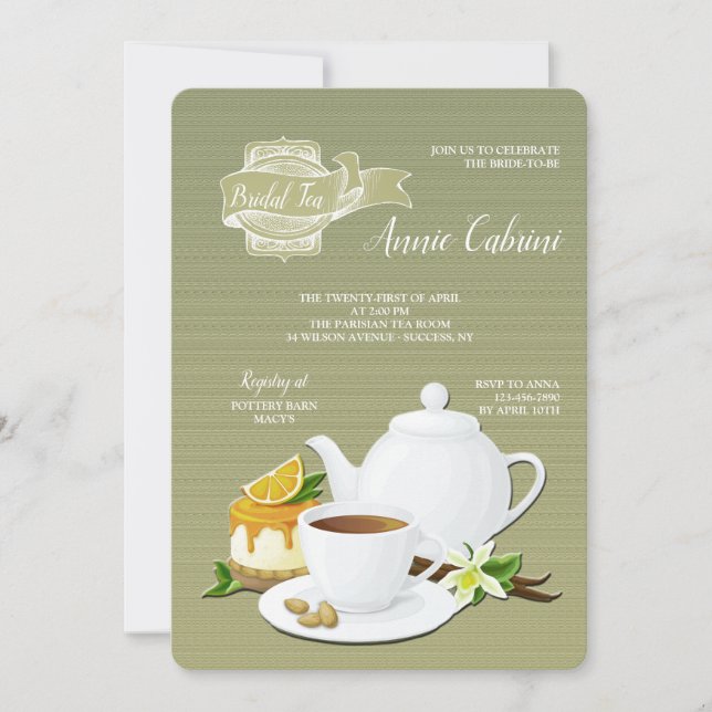 White Tea Set Invitation (Front)
