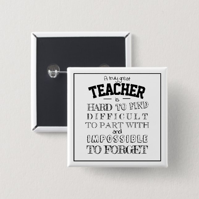 White teacher Thank you Appreciation Gift 15 Cm Square Badge (Front & Back)