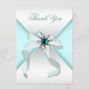 White Teal Blue Thank You Card