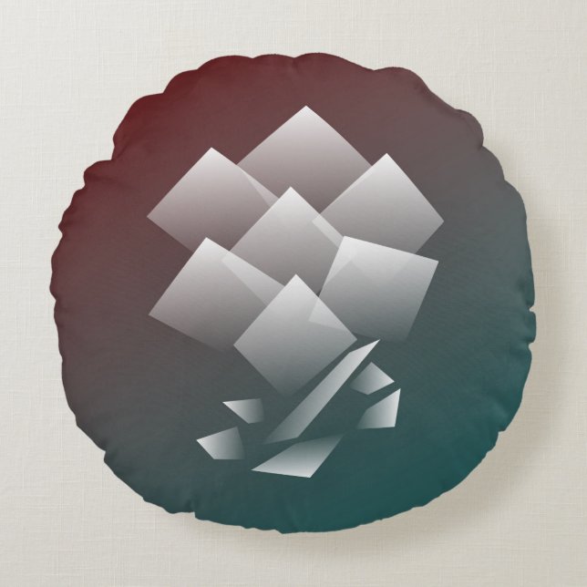 White teal burgundy round cushion (Front)