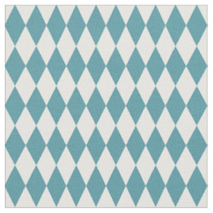 White & Teal Harlequin Diamonds Fabric
