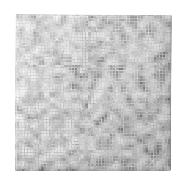 White Teal Marble Classic Elegant Beauty Glitzy Tile (Front)