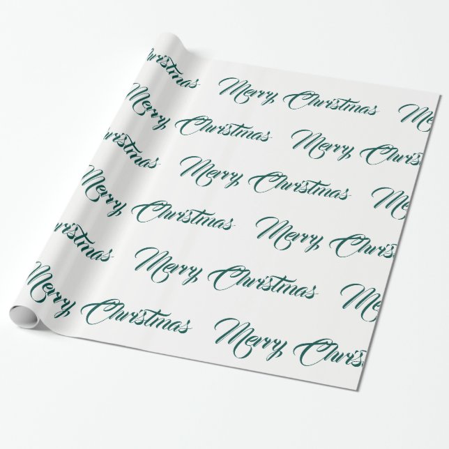 White & Teal Merry Christmas - Wrapping Paper (Unrolled)