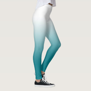 White Teal Ombre Leggings
