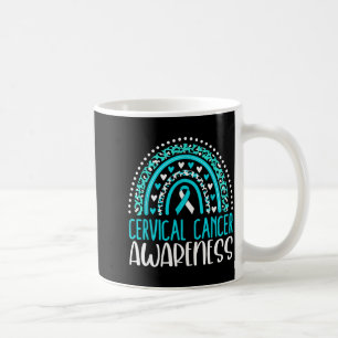 White Teal Ribbon Cervical Cancer Awareness Month Coffee Mug