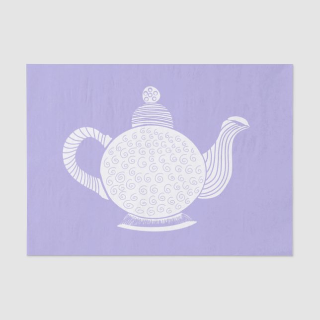 White Teapot on Lavender Tissue Paper (Front)