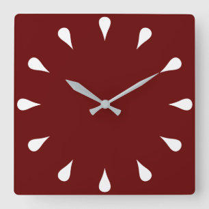 White teardrops square wall clock