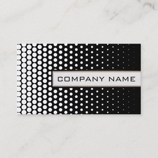 White Techno Dots Elegant Modern Black Business Card (Front)