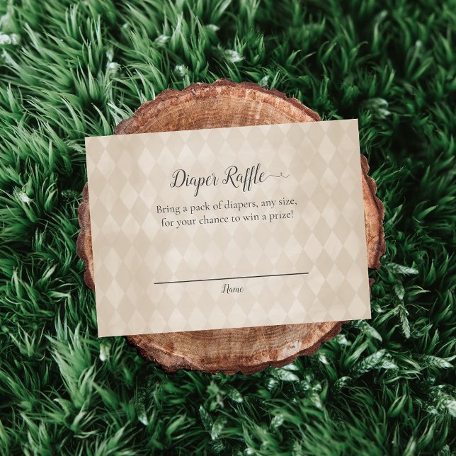 White Teddy Bear Diaper Raffle Baby Shower Game Enclosure Card (Creator Uploaded)