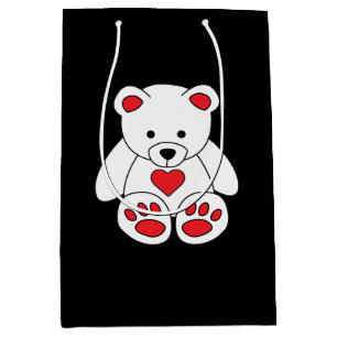 White Teddy Bear Heart Valentine's Day I Love You Medium Gift Bag