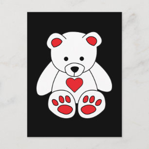 White Teddy Bear Heart Valentine's Day I Love You Postcard