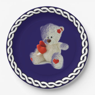 White Teddy Bear Paper Plate