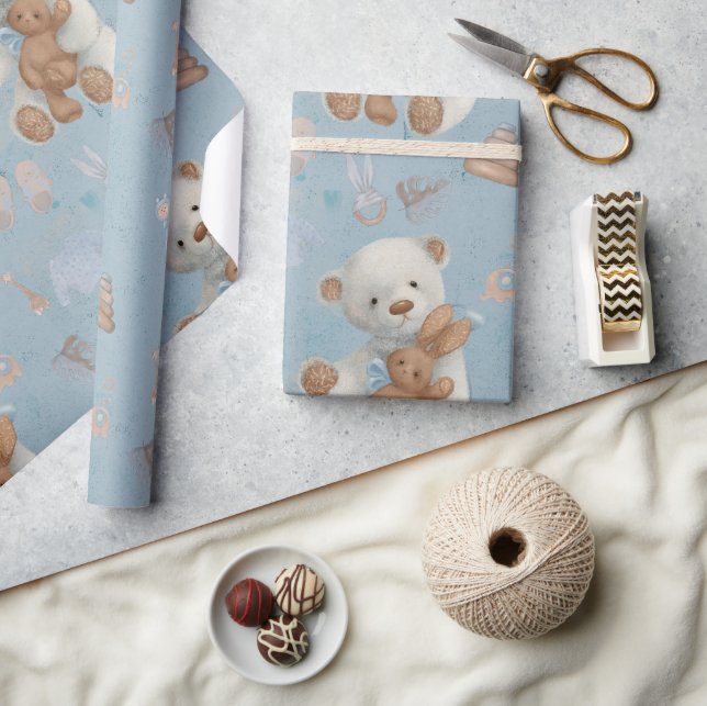 White Teddy Bear Wild One birthday Wrapping Paper (Crafts)