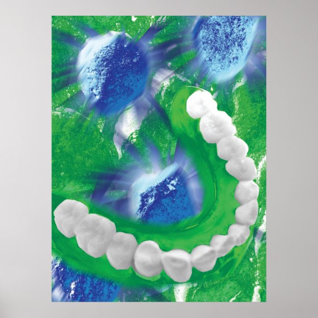 White Teeth Dental Art Dentist Orthodontist Poster (Front)
